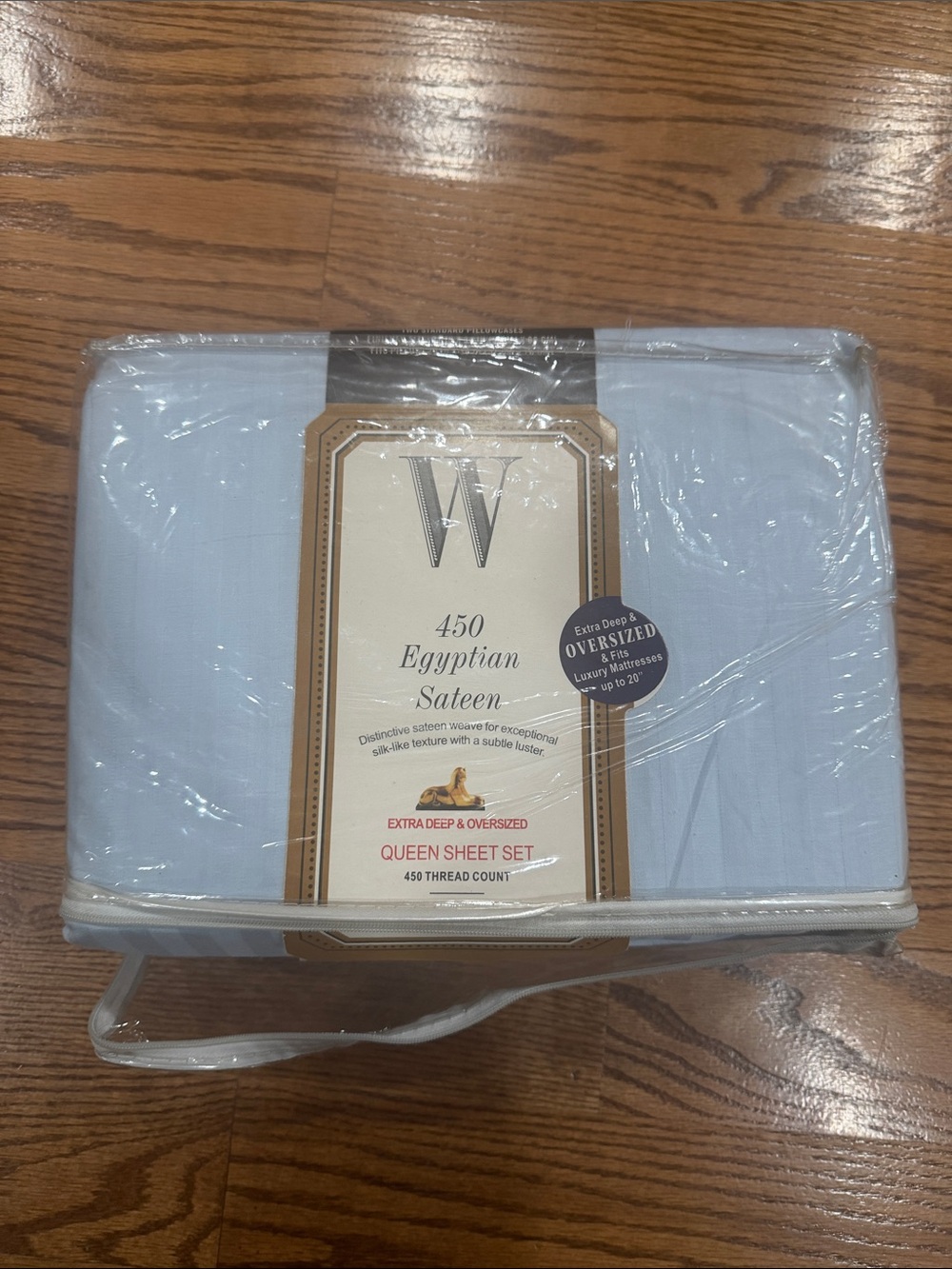 450 Egyptian Sateen Queen Sheet Set - Light Blue